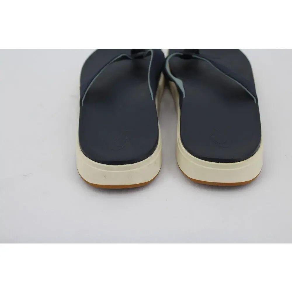 Olukai Nu'a Pi'o Flip Flop Sandals Womens 9 Blue Thong Cushioned Beach